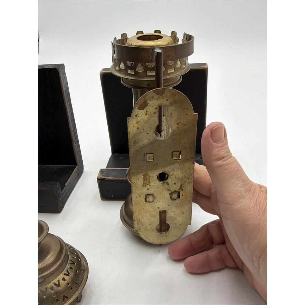 Set Of 2 Vintage Brass Carriage Railroad Train Wall Sconce Candle Lamps